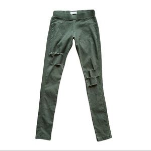 La Winner Olive Green Distressed Skinny Jeggings S